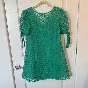 Green Lace Dress with Puff Sleeves